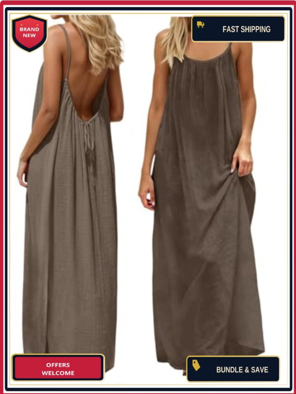 Backless Cami Dress Women Sleeveless Lounge House Dress Summer Casual
